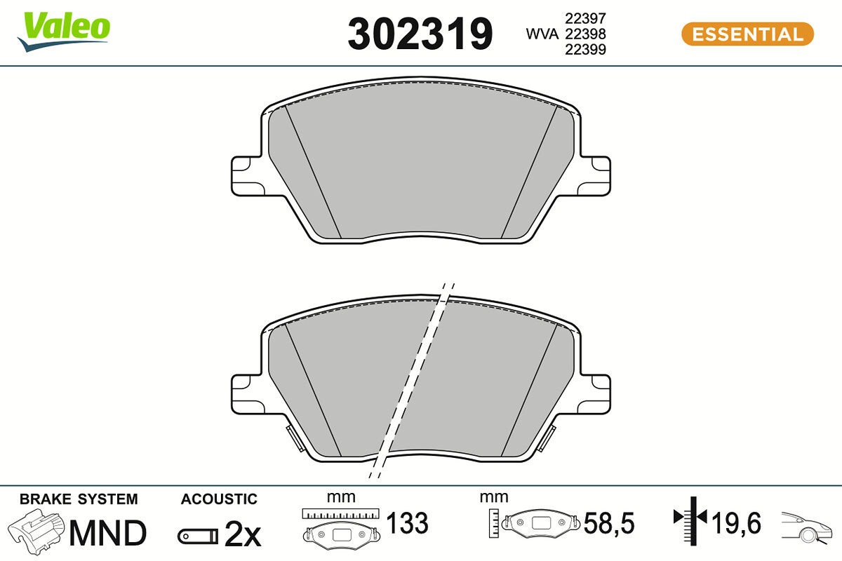 Jogo de 4 pastilhas de travão VALEO ref. 302319